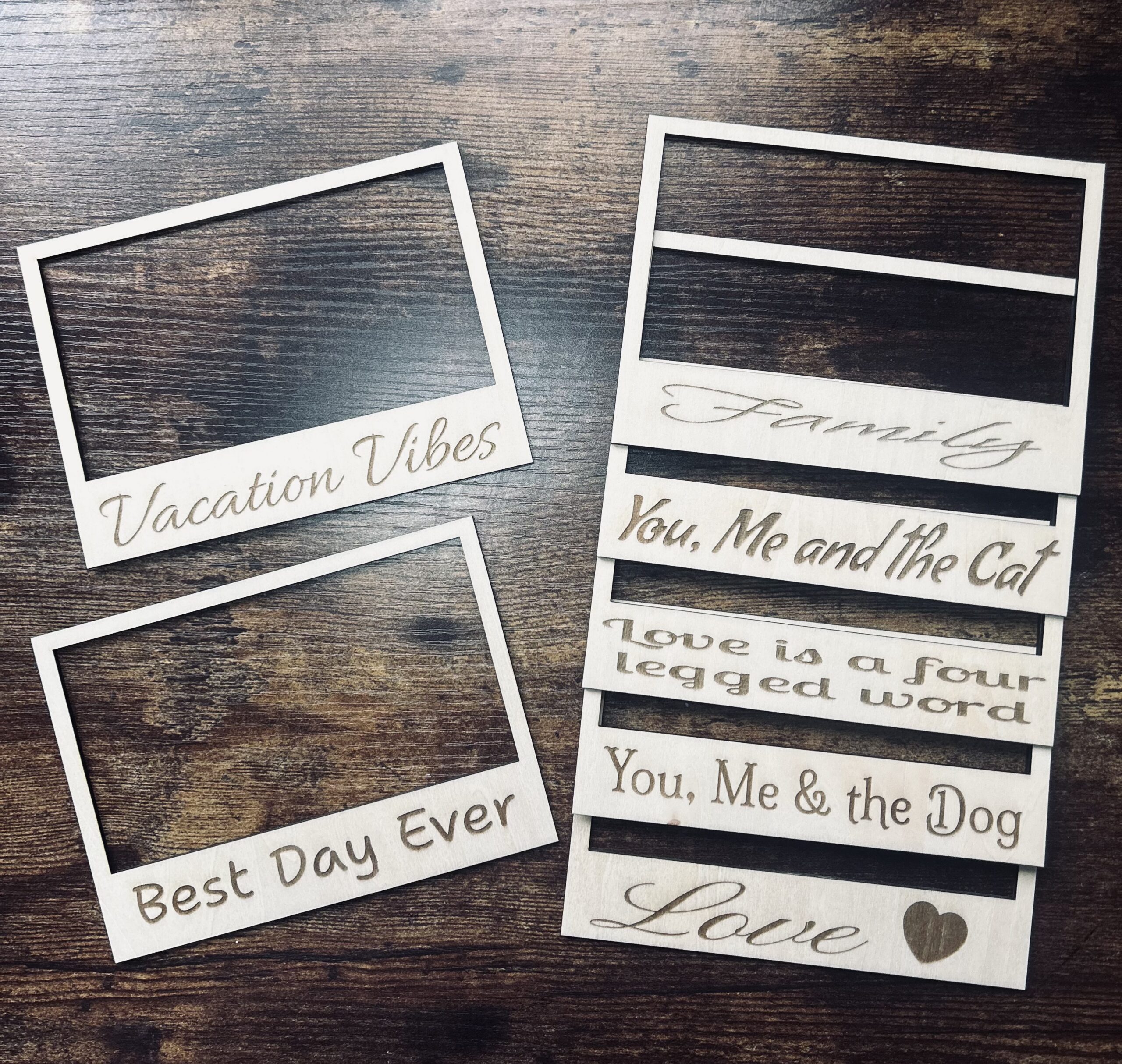 Custom laser cut and engraved magnet frames