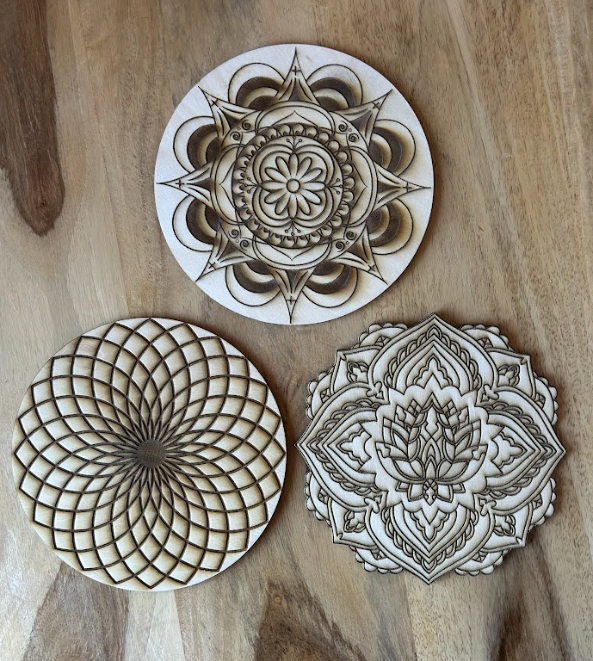 DIY mandala set with laser cut pieces ready for creative finishing