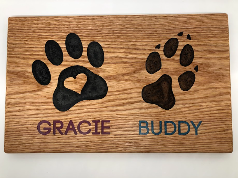 Grace and Buddy custom charcuterie board with personalized handmade detail