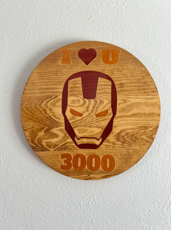 I Love You 3000 custom iron tribute plaque with handmade artistic finish
