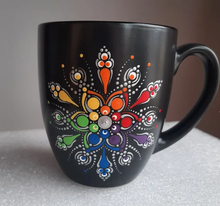 Mandala cup with handmade detail