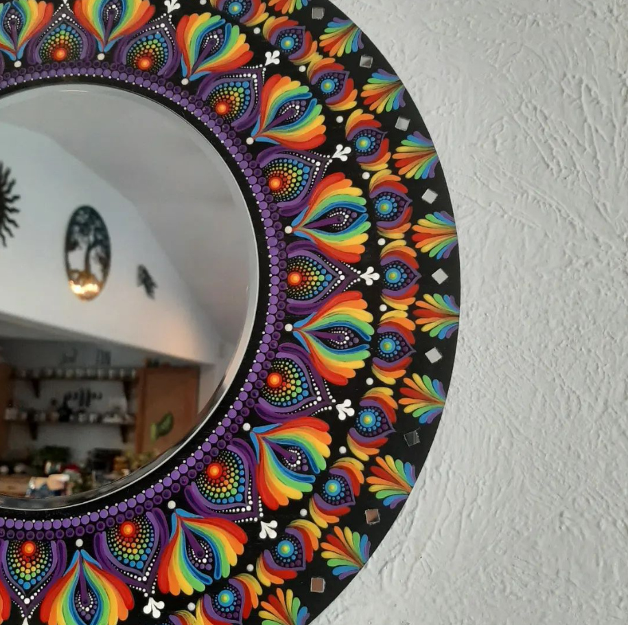 Mandala mirror with detailed handmade pattern