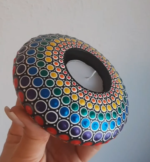 Mandala tea light holder with cut detail