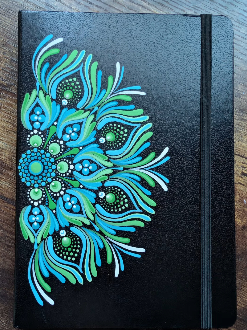 Notebook cover with colorful custom artwork