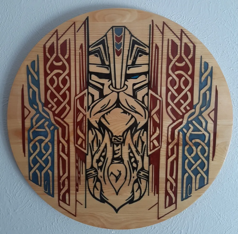 Handmade Odin resin wall art with rich color and detailed custom design